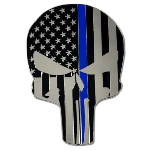 Thin Blue Line American Flag Vehicle Emblem - Flags